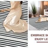 Ultra Soft Area Rug, Non Slip, Stain Resistant, Washable Area Rugs for Living Room, Bedroom, Sleek Linear Contrast Rug Showcasing Sharp Black And White Stripe Motif(Black)