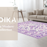 Ultra Soft Area Rug, Non Slip, Stain Resistant, Washable Area Rugs for Living Room, Bedroom, Charming Round Blooming Fantasy(White)