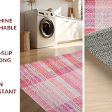 Ultra Soft Area Rug, Non Slip, Stain Resistant, Washable Area Rugs for Living Room, Bedroom, Soft Pink Scalloped Edge Rug with Ribbon Bow and Wave Pattern(Pink)