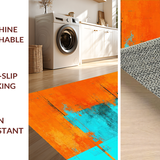 Ultra Soft Area Rug, Non Slip, Stain Resistant, Washable Area Rugs for Living Room, Bedroom, Dynamic Watercolor Splash Artistry(Orange)
