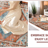 Ultra Soft Area Rug, Non Slip, Stain Resistant, Washable Area Rugs for Living Room, Bedroom, Eclectic Earthy Geometric Motif(Orange)