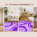 Ultra Soft Area Rug, Non Slip, Stain Resistant, Washable Area Rugs for Living Room, Bedroom, Playful Colorful Shag Elegance(Purple)