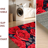 Ultra Soft Area Rug, Non Slip, Stain Resistant, Washable Area Rugs for Living Room, Bedroom, Luxurious Red Petal Arrangement(Red)