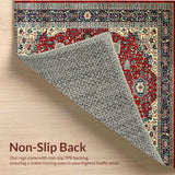 Ultra Soft Area Rug, Non Slip, Stain Resistant, Washable Area Rugs for Living Room, Bedroom, Vintage Low-Pile Laundry Room Carpet Teal(Red)