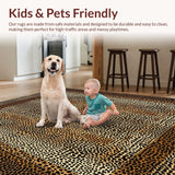 Ultra Soft Area Rug, Non Slip, Stain Resistant, Washable Area Rugs for Living Room, Bedroom, Rustic Khaki Animal Print Textile(Brown)