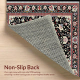 Ultra Soft Area Rug, Non Slip, Stain Resistant, Washable Area Rugs for Living Room, Bedroom, Refined Traditional Lattice Design Style(Black)