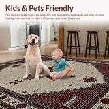 Ultra Soft Area Rug, Non Slip, Stain Resistant, Washable Area Rugs for Living Room, Bedroom, Vintage Rustic Geometric Charm(Beige)