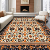 Ultra Soft Area Rug, Non Slip, Stain Resistant, Washable Area Rugs for Living Room, Bedroom, Natural Fiber Boho Spiced Border(Orange)