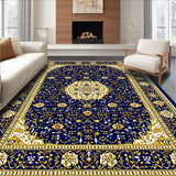 Ultra Soft Area Rug, Non Slip, Stain Resistant, Washable Area Rugs for Living Room, Bedroom, Elegant Swirl Pattern in Navy(Blue)