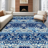 Ultra Soft Area Rug, Non Slip, Stain Resistant, Washable Area Rugs for Living Room, Bedroom, Elegant Blue and White Balcony Carpet(Blue)