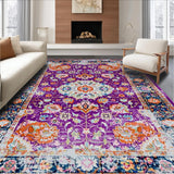 Ultra Soft Area Rug, Non Slip, Stain Resistant, Washable Area Rugs for Living Room, Bedroom, Sophisticated Colorful Medallion Look(Purple)