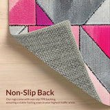 Ultra Soft Area Rug, Non Slip, Stain Resistant, Washable Area Rugs for Living Room, Bedroom, Geometric Pink Grey Plush Nursery Carpet(Pink)
