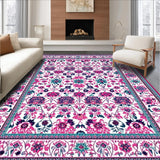 Ultra Soft Area Rug, Non Slip, Stain Resistant, Washable Area Rugs for Living Room, Bedroom, Chic Dark Floral Aesthetic(White)