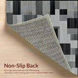 Ultra Soft Area Rug, Non Slip, Stain Resistant, Washable Area Rugs for Living Room, Bedroom, Chic Black Geometric Styling(Gray)