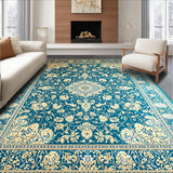 Ultra Soft Area Rug, Non Slip, Stain Resistant, Washable Area Rugs for Living Room, Bedroom, Heritage Medallion Area with Oceanic Flourish and Beige Vintage Motifs(Blue)