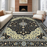 Ultra Soft Area Rug, Non Slip, Stain Resistant, Washable Area Rugs for Living Room, Bedroom, Chic Black and Gray Motif(Black)