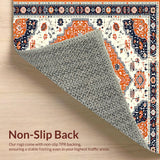 Ultra Soft Area Rug, Non Slip, Stain Resistant, Washable Area Rugs for Living Room, Bedroom, Whimsical Multi-Toned Botanical Pattern(Orange)