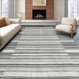 Ultra Soft Area Rug, Non Slip, Stain Resistant, Washable Area Rugs for Living Room, Bedroom, Minimalist Black and White Zigzag Runner Rug with Sharp Angular Stripes(Gray)