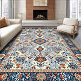 Ultra Soft Area Rug, Non Slip, Stain Resistant, Washable Area Rugs for Living Room, Bedroom, Vibrant Floral Medallion Artwork(Gray)