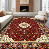 Ultra Soft Area Rug, Non Slip, Stain Resistant, Washable Area Rugs for Living Room, Bedroom, Sophisticated Rich Toned Lattice Style(Red)
