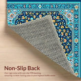 Ultra Soft Area Rug, Non Slip, Stain Resistant, Washable Area Rugs for Living Room, Bedroom, Distressed Blue Vintage Living Room Non-Slip Carpet(Blue)