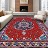 Ultra Soft Area Rug, Non Slip, Stain Resistant, Washable Area Rugs for Living Room, Bedroom, Traditional Red Medallion Living Room Area Rug(Red)