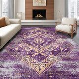 Ultra Soft Area Rug, Non Slip, Stain Resistant, Washable Area Rugs for Living Room, Bedroom, Transitional Luxe Patterned Charm(Purple)