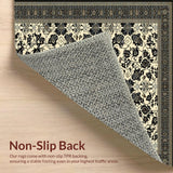 Ultra Soft Area Rug, Non Slip, Stain Resistant, Washable Area Rugs for Living Room, Bedroom, Contemporary Geometric Area with Bold Black and Beige Design(Beige)