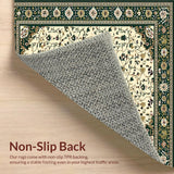Ultra Soft Area Rug, Non Slip, Stain Resistant, Washable Area Rugs for Living Room, Bedroom, Country Flair Beige & Green Bordered Patio(Ivory)