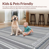 Ultra Soft Area Rug, Non Slip, Stain Resistant, Washable Area Rugs for Living Room, Bedroom, Chic Textured Crochet Aesthetic(Gray)
