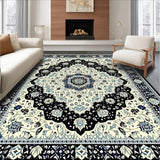 Ultra Soft Area Rug, Non Slip, Stain Resistant, Washable Area Rugs for Living Room, Bedroom, Intricate Mandala Motif in Cream(White)