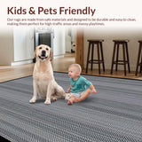 Ultra Soft Area Rug, Non Slip, Stain Resistant, Washable Area Rugs for Living Room, Bedroom, Eclectic Striped Black White Contrast(Gray)