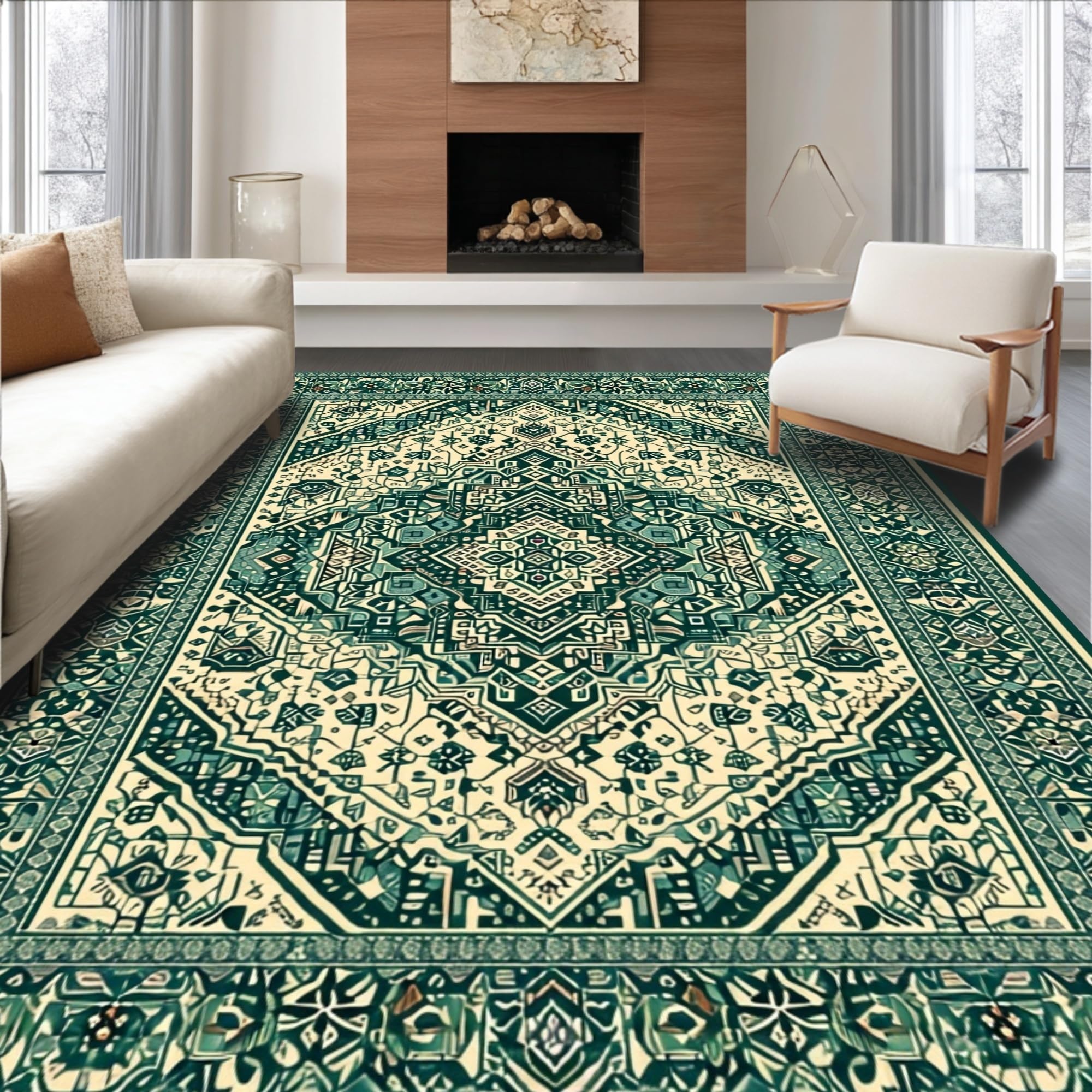 ラグ・カーペット kanademono Botanical Motif Gradation Rug Botanical Medallion Design Rug 120×180 – KANADEMONO