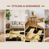 Ultra Soft Area Rug, Non Slip, Stain Resistant, Washable Area Rugs for Living Room, Bedroom, Striking Modern Abstract Composition(Gold)