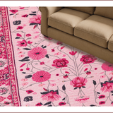 Ultra Soft Area Rug, Non Slip, Stain Resistant, Washable Area Rugs for Living Room, Bedroom, Pastel Botanical Kids Room Non-Slip Carpet(Pink)