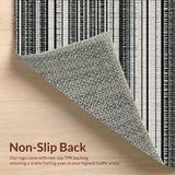 Ultra Soft Area Rug, Non Slip, Stain Resistant, Washable Area Rugs for Living Room, Bedroom, Ebony & Ivory: Striped Cotton Weave Patio Carpet, Casual Style(Black)