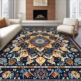Ultra Soft Area Rug, Non Slip, Stain Resistant, Washable Area Rugs for Living Room, Bedroom, Artistic Multi-Tone Swirl Pattern(Blue)
