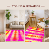 Ultra Soft Area Rug, Non Slip, Stain Resistant, Washable Area Rugs for Living Room, Bedroom, Vibrant Whimsical Tie-Dye Aesthetic(Orange)