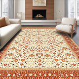 Ultra Soft Area Rug, Non Slip, Stain Resistant, Washable Area Rugs for Living Room, Bedroom, Ornate Beige Terracotta(White)