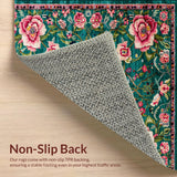 Ultra Soft Area Rug, Non Slip, Stain Resistant, Washable Area Rugs for Living Room, Bedroom, Elegant Soft Floral Aesthetic(Blue)