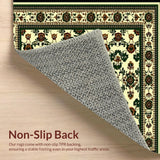 Ultra Soft Area Rug, Non Slip, Stain Resistant, Washable Area Rugs for Living Room, Bedroom, Distressed Green and Brown Living Room Rug(Beige)