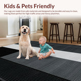 Ultra Soft Area Rug, Non Slip, Stain Resistant, Washable Area Rugs for Living Room, Bedroom, Chic Monochrome Humorous Message(White)