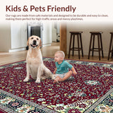 Ultra Soft Area Rug, Non Slip, Stain Resistant, Washable Area Rugs for Living Room, Bedroom, Vibrant Teal Tiled Pattern(Red)