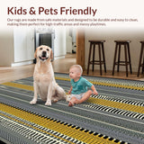 Ultra Soft Area Rug, Non Slip, Stain Resistant, Washable Area Rugs for Living Room, Bedroom, Contemporary Playful Stripe Design(Gray)
