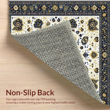 Ultra Soft Area Rug, Non Slip, Stain Resistant, Washable Area Rugs for Living Room, Bedroom, Sunny Floral Whirl(White)