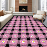 Ultra Soft Area Rug, Non Slip, Stain Resistant, Washable Area Rugs for Living Room, Bedroom, Vibrant Playful Floral Composition(Pink)