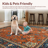 Ultra Soft Area Rug, Non Slip, Stain Resistant, Washable Area Rugs for Living Room, Bedroom, Rustic High-Low Texture Statement(Orange)