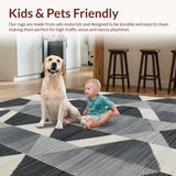 Ultra Soft Area Rug, Non Slip, Stain Resistant, Washable Area Rugs for Living Room, Bedroom, Rustic Textured Lattice Style(Beige)