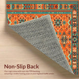 Ultra Soft Area Rug, Non Slip, Stain Resistant, Washable Area Rugs for Living Room, Bedroom, Contemporary Distressed Linear Art(Orange)