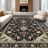Ultra Soft Area Rug, Non Slip, Stain Resistant, Washable Area Rugs for Living Room, Bedroom, Sophisticated Floral Paisley Aesthetic(Black)
